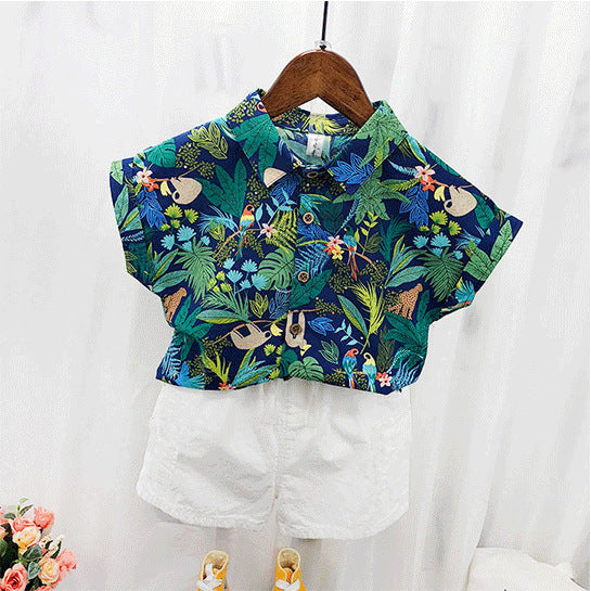 Short Sleeve Shorts Suit Beach Cartoon Full Print