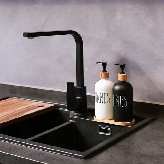 Shampoo Bottle With Wooden Soap Dispenser