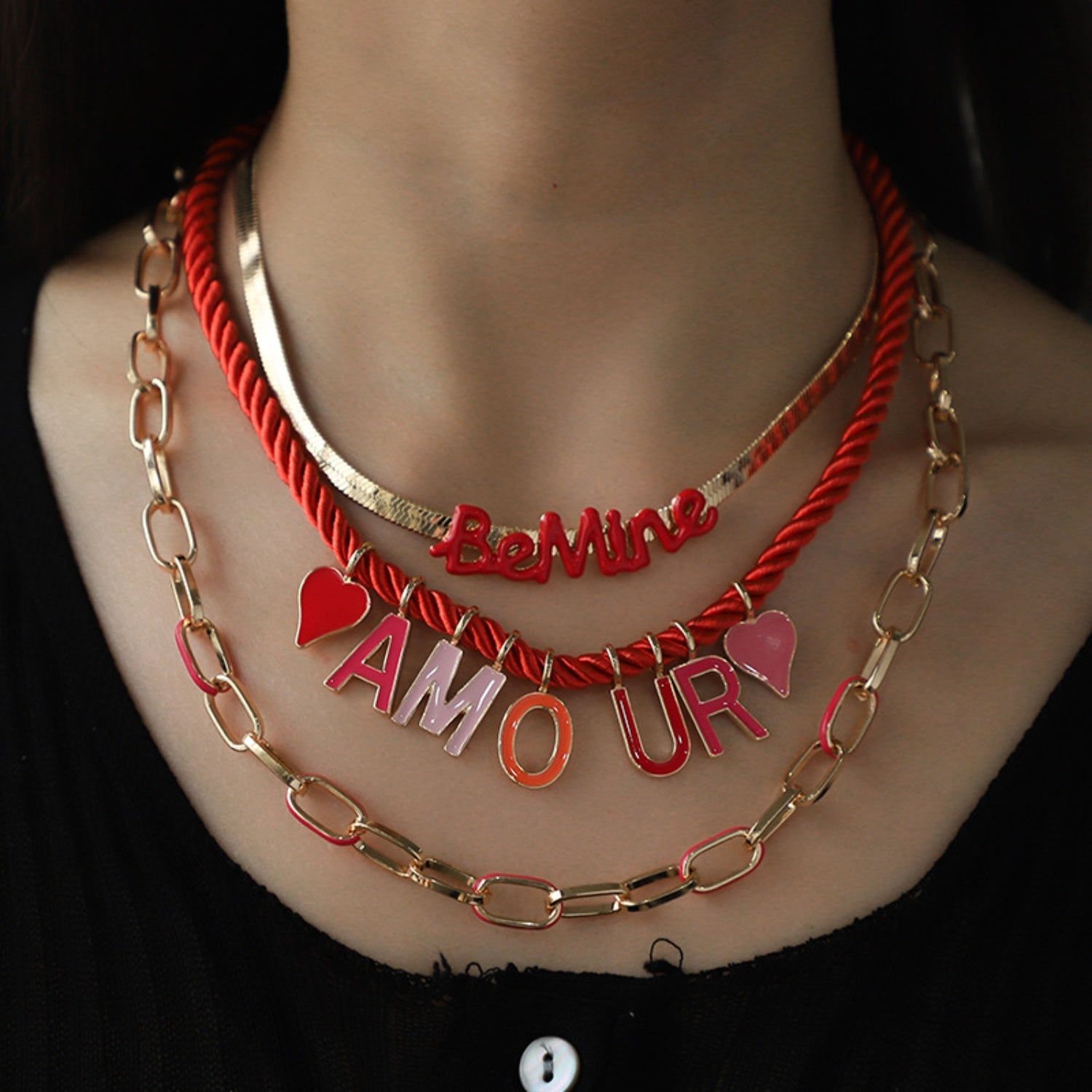 18K Gold-Plated Triple-Layered Necklace 