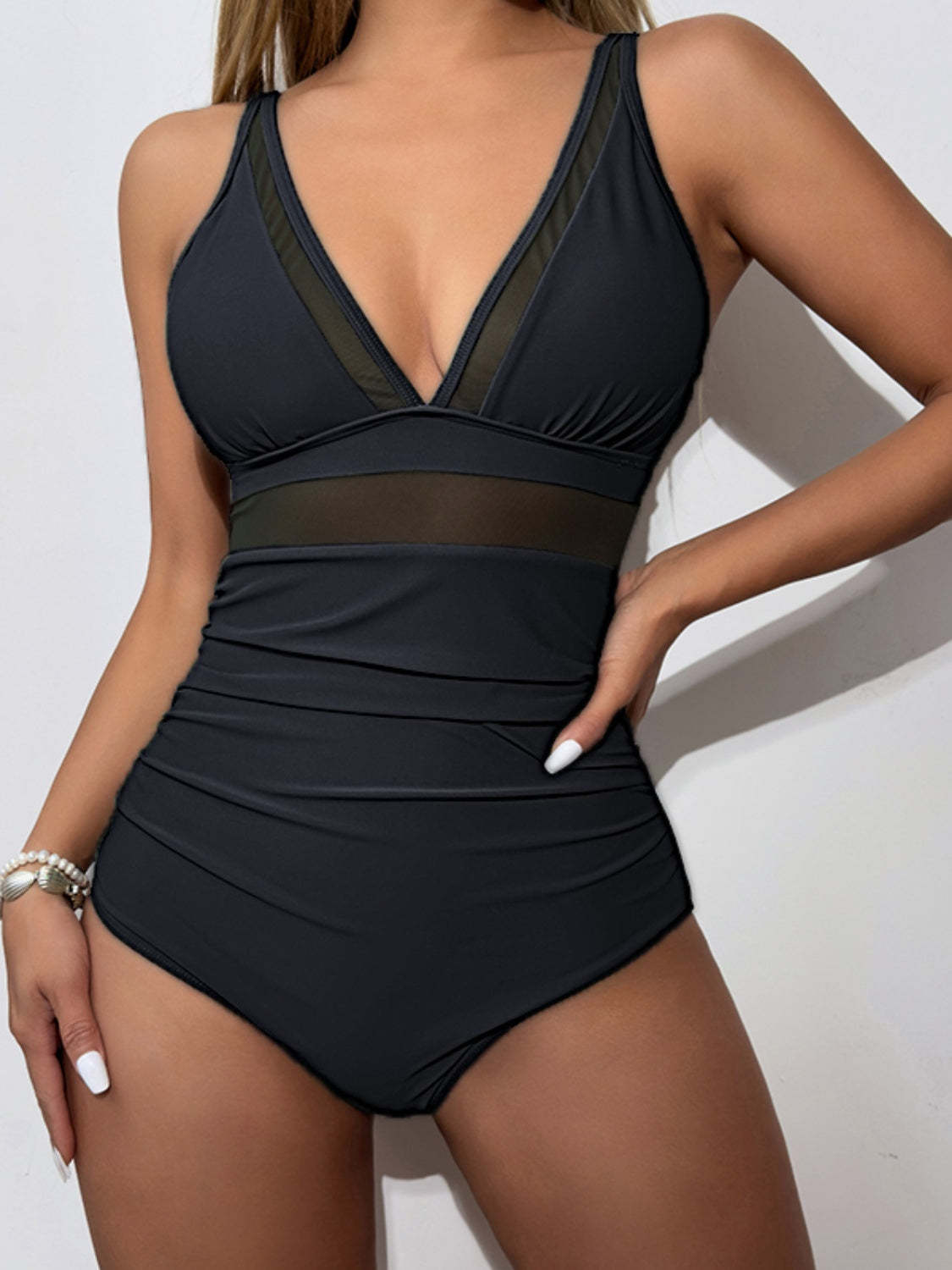 V-Neck One-Piece Swimwear - Babbazon new