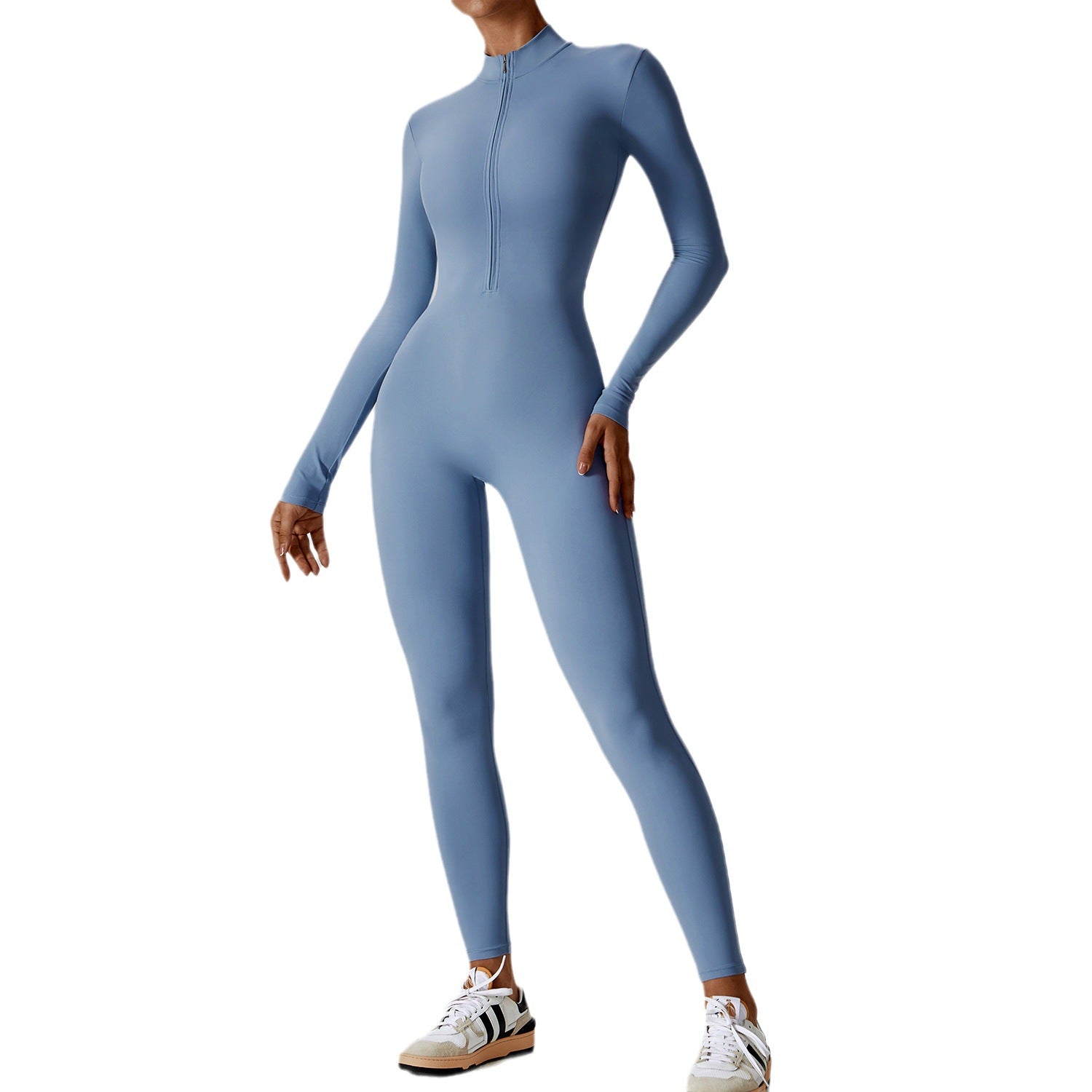 Women's Long-sleeve Zipper Yoga Sports Jumpsuit 