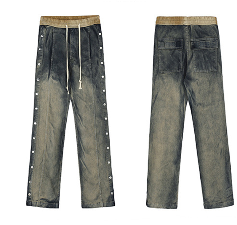 Full-breasted Washed-out Distressed Jeans