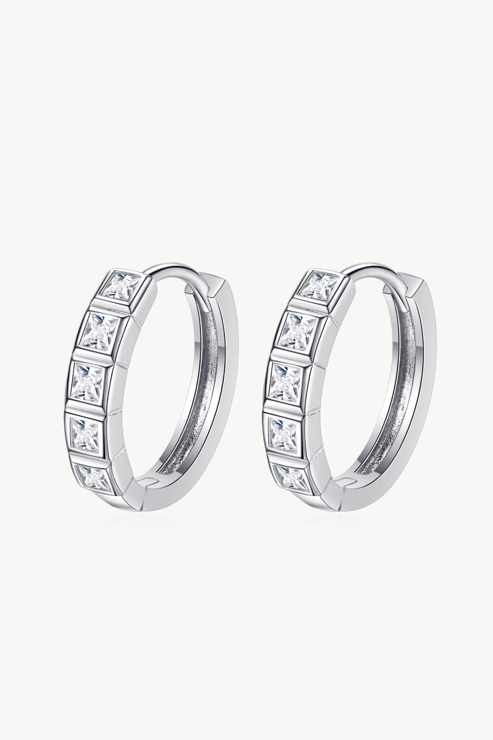 Always Chic Sterling Silver Moissanite Huggie Earrings 