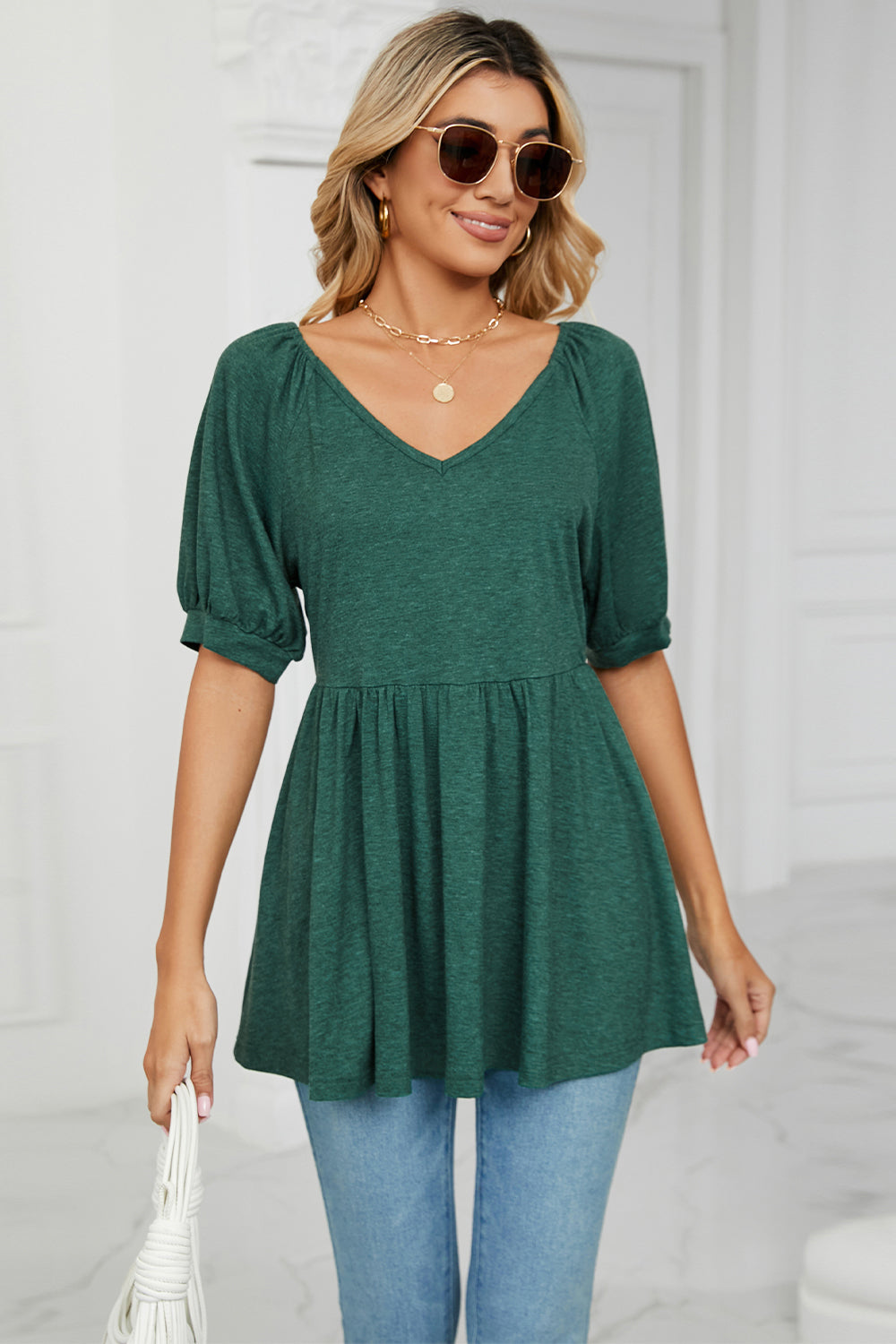 V-Neck Babydoll Top