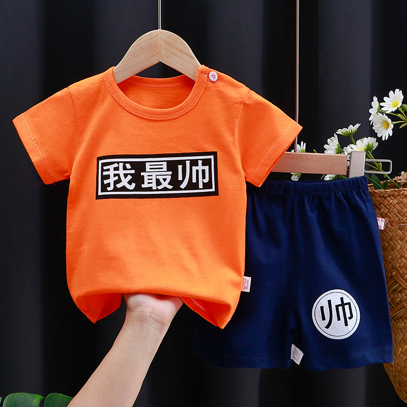 New Children's Short-sleeved Shorts Pure Cotton Suit