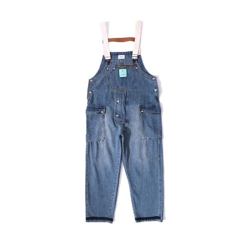 Japanese Street One Piece Loose Daddy Suspender Jeans