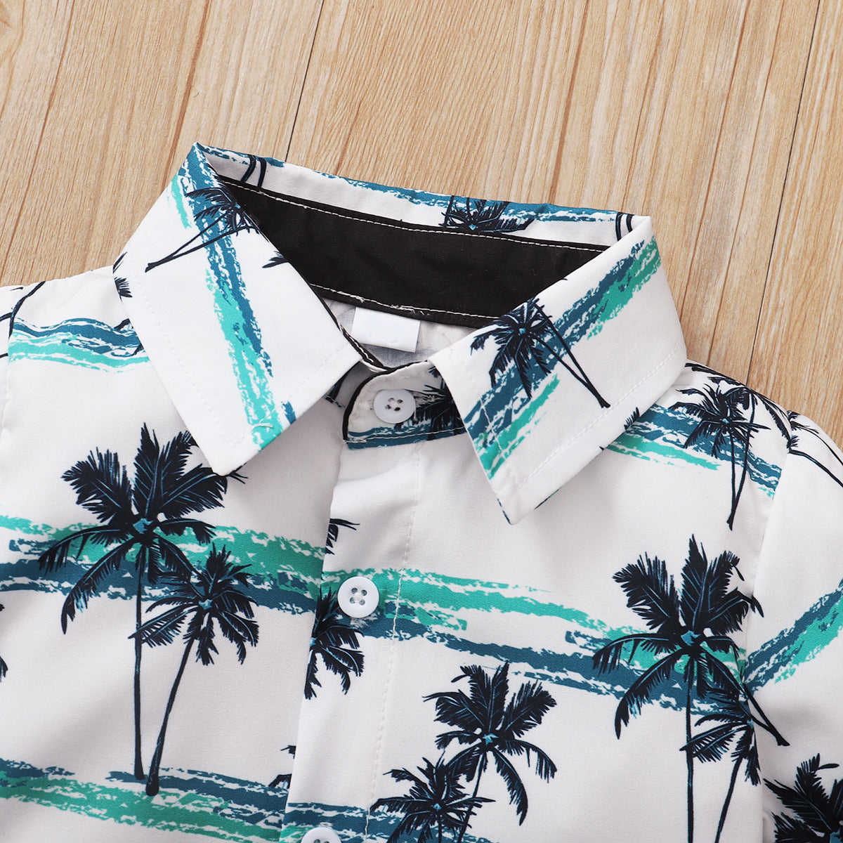 Hawaiian Coconut Print Little Gentleman Short Sleeve Two Piece