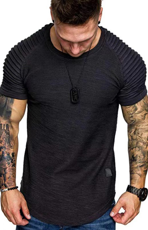 Men's Short Sleeve T-Shirt Muscle Fitted T Shirt Gym Workout Athletic Tee 