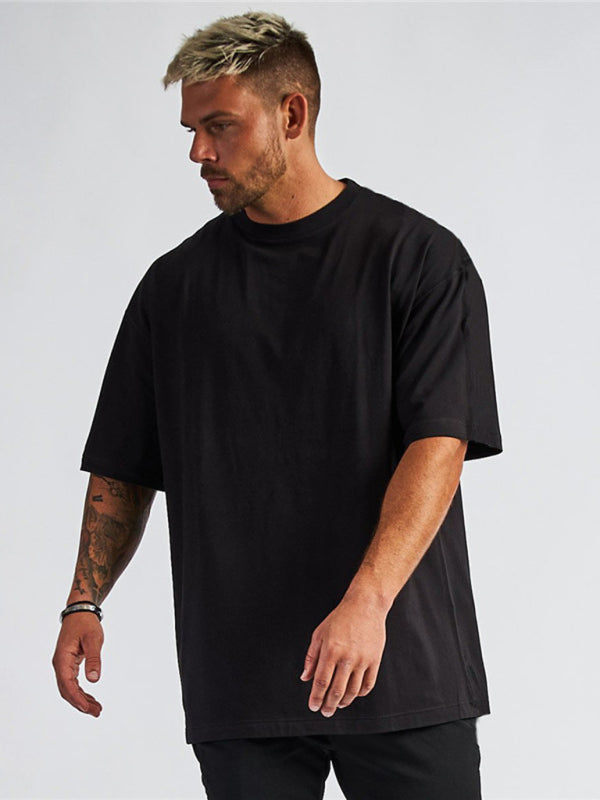 Men's solid color blank loose short-sleeved T-shirt 