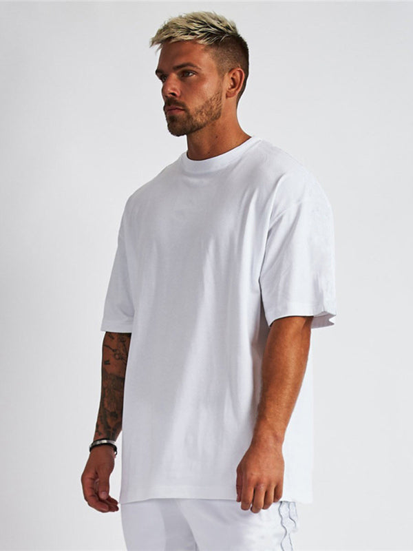 Men's solid color blank loose short-sleeved T-shirt 