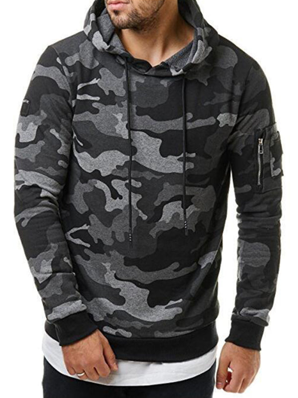 Men's camouflage pocket long-sleeved hoodie