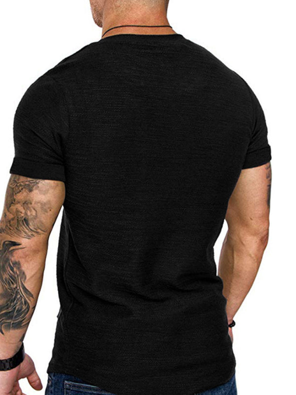 Short-sleeved T-shirt bamboo cotton solid color round neck T-shirt men's bottoming shirt 