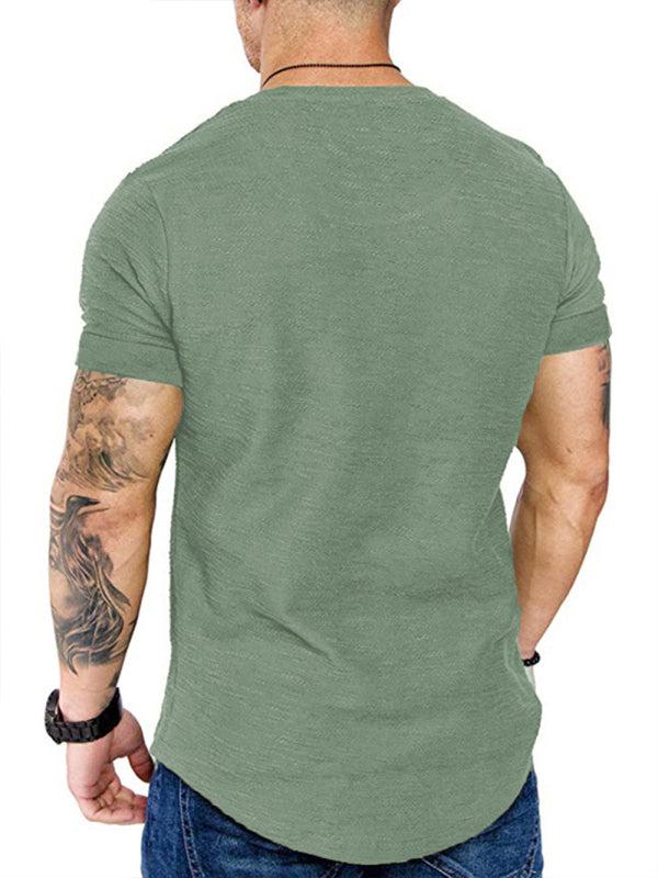 Short-sleeved T-shirt bamboo cotton solid color round neck T-shirt men's bottoming shirt