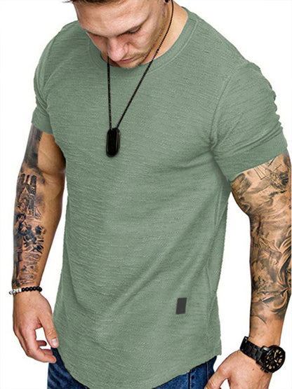 Short-sleeved T-shirt bamboo cotton solid color round neck T-shirt men's bottoming shirt