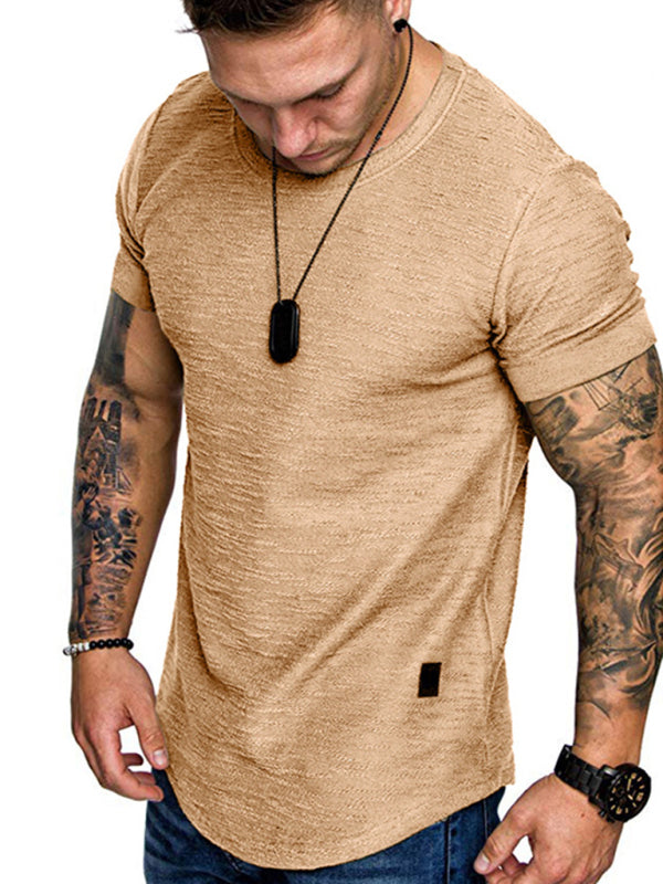 Short-sleeved T-shirt bamboo cotton solid color round neck T-shirt men's bottoming shirt 