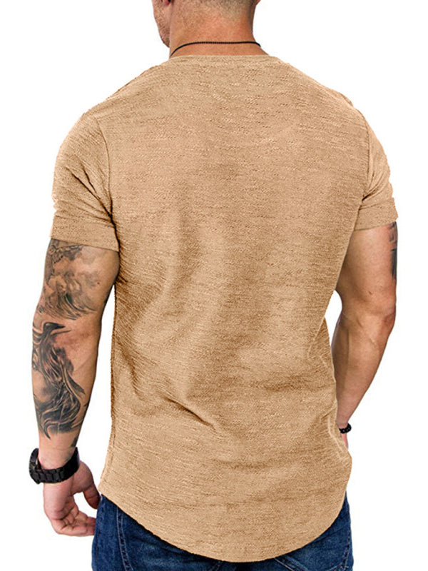 Short-sleeved T-shirt bamboo cotton solid color round neck T-shirt men's bottoming shirt 