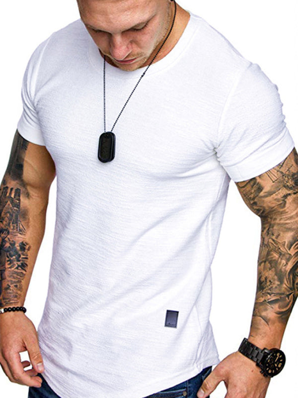 Short-sleeved T-shirt bamboo cotton solid color round neck T-shirt men's bottoming shirt