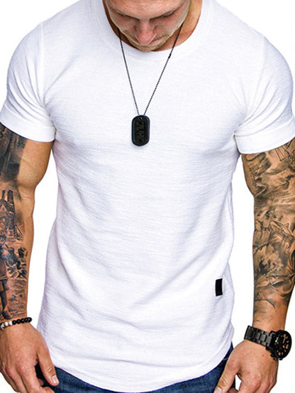 Short-sleeved T-shirt bamboo cotton solid color round neck T-shirt men's bottoming shirt