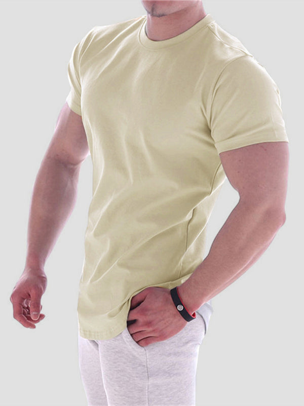 Fitness trendy brand quick-drying round neck elastic short-sleeved tight-fitting sports T-shirt 