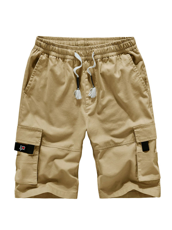 Men's Solid Color Casual Multi-Pocket Cargo Shorts 