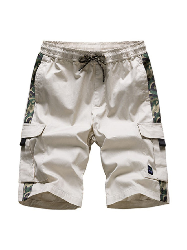 Men's Camouflage Print Panel Multi Cargo Shorts 