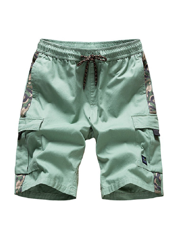 Men's Camouflage Print Panel Multi Cargo Shorts 