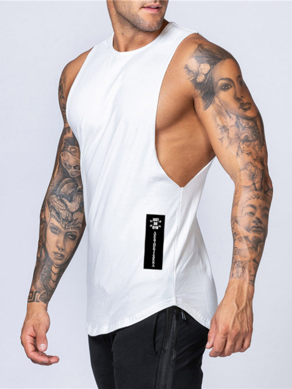 Men's Solid Color Round Neck Casual Breathable Slim Fit Sports Vest 