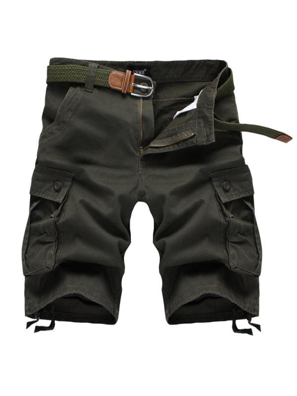 Straight Leg Cropped Pants Men's Loose Casual Pants Outdoor Sports Cargo Shorts (Without Belt)