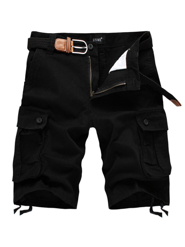 Straight Leg Cropped Pants Men's Loose Casual Pants Outdoor Sports Cargo Shorts (Without Belt)