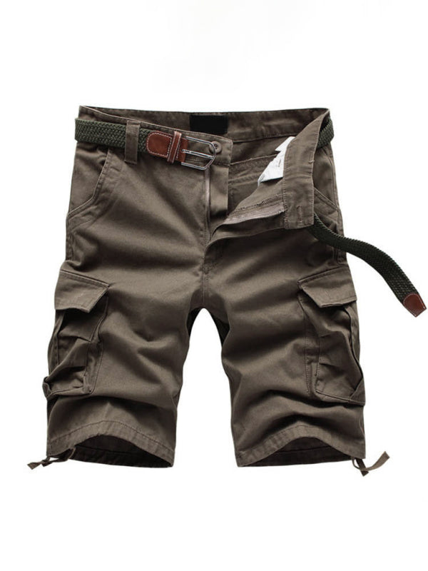 Straight Leg Cropped Pants Men's Loose Casual Pants Outdoor Sports Cargo Shorts (Without Belt) 