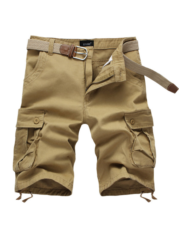 Straight Leg Cropped Pants Men's Loose Casual Pants Outdoor Sports Cargo Shorts (Without Belt) 