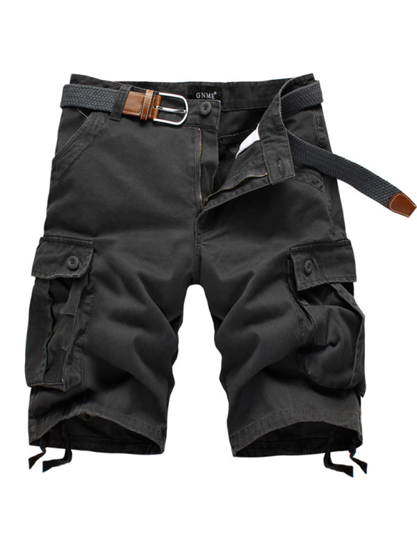 Straight Leg Cropped Pants Men's Loose Casual Pants Outdoor Sports Cargo Shorts (Without Belt) 