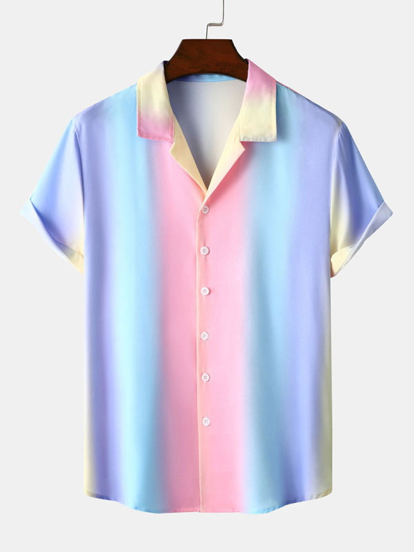 Beach Shirt Hawaiian Casual Gradient Stripe Shirt 