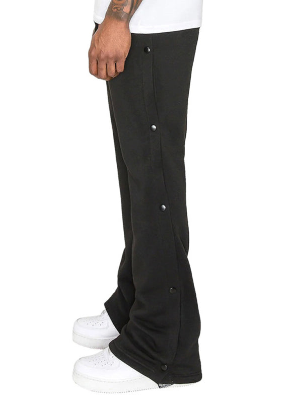 New men's high street multi-line hip-hop breasted sports cashew flower wide-leg casual trousers 