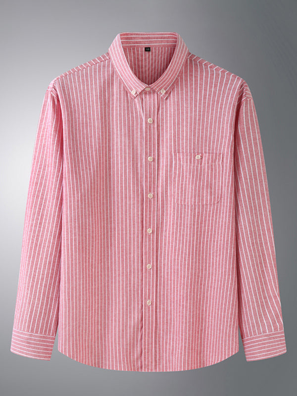 New Plus Size Men's Striped Long Sleeve Shirt 