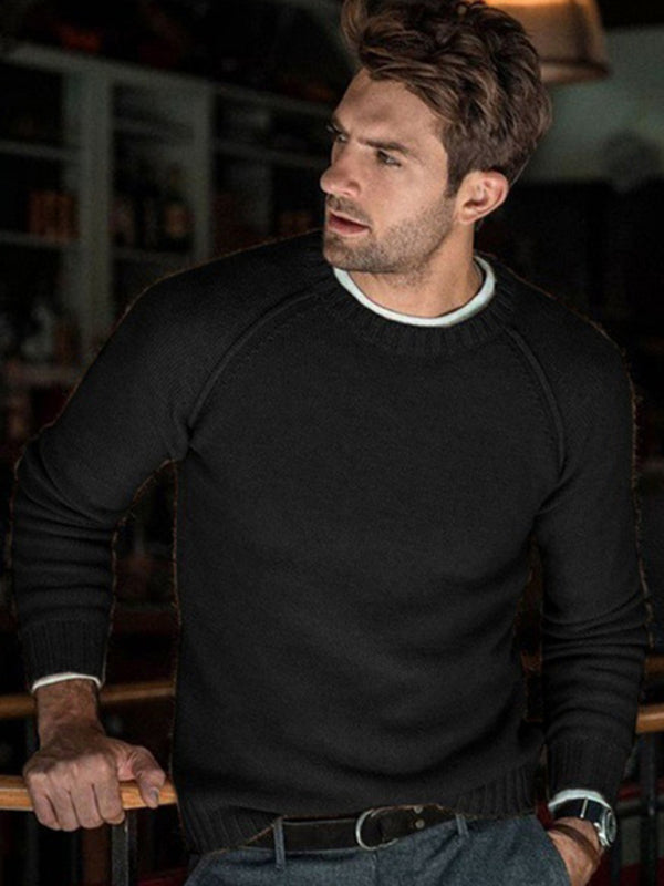 Men's round neck slim fit tops and sweaters 