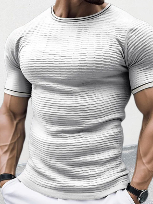 Men's round neck short sleeve slim fit knitted T-shirt 