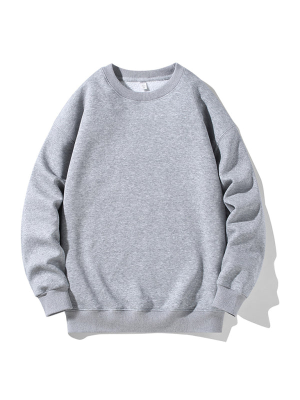 Men's new solid color round neck long sleeve sweatshirt