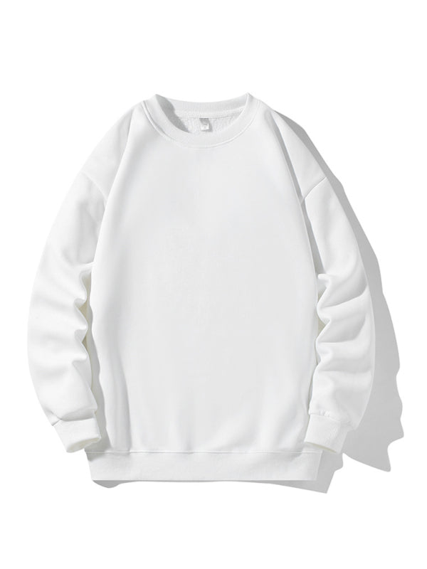 Men's new solid color round neck long sleeve sweatshirt