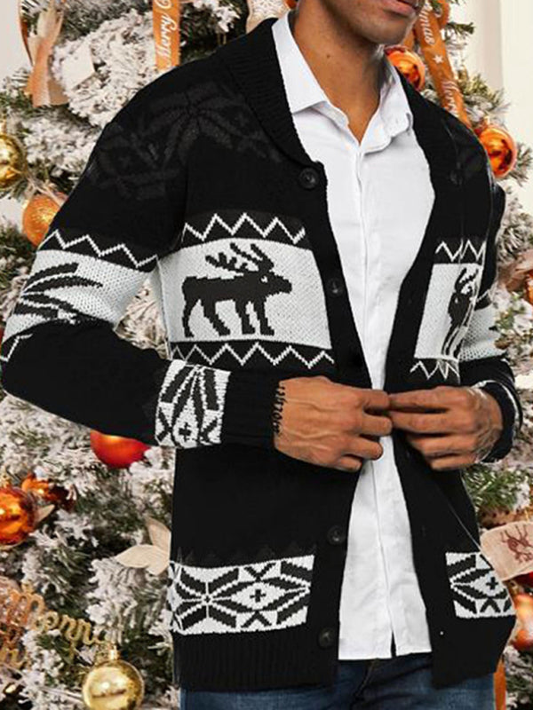 Men's Christmas jacquard sweater button cardigan sweater