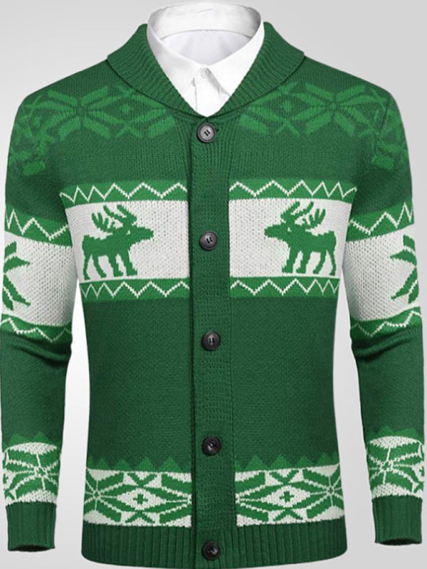 Men's Christmas jacquard sweater button cardigan sweater