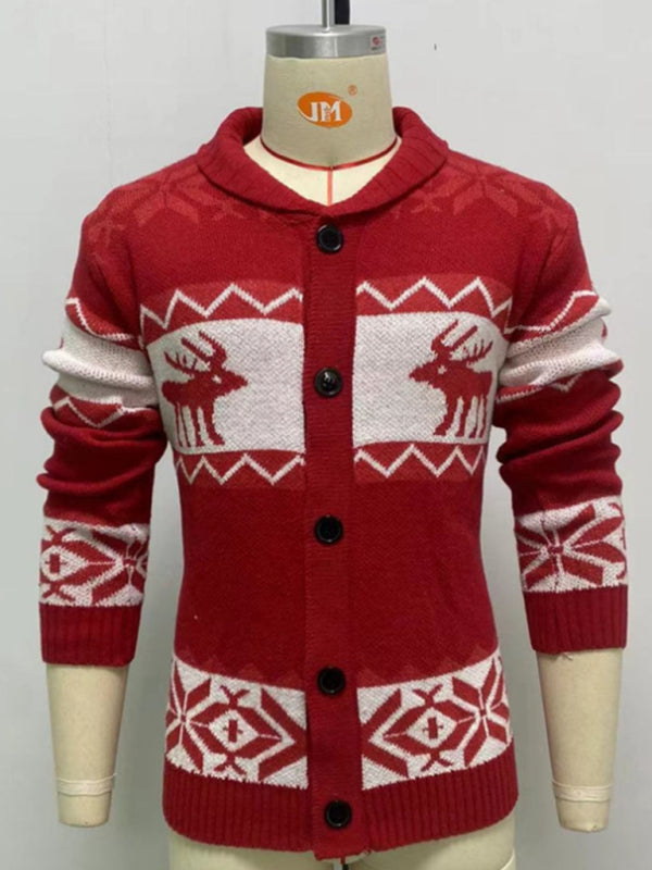 Men's Christmas jacquard sweater button cardigan sweater 