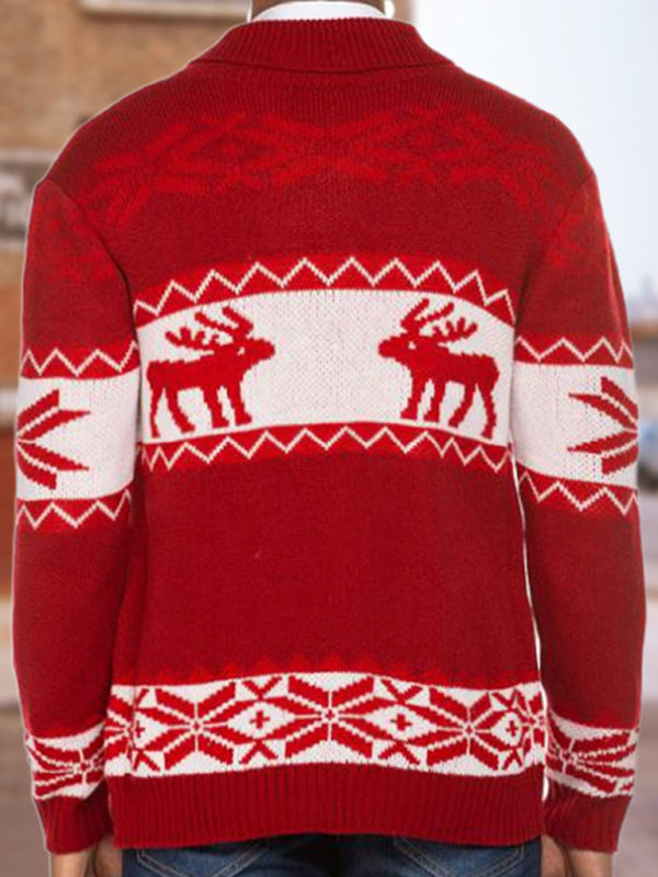 Men's Christmas jacquard sweater button cardigan sweater 