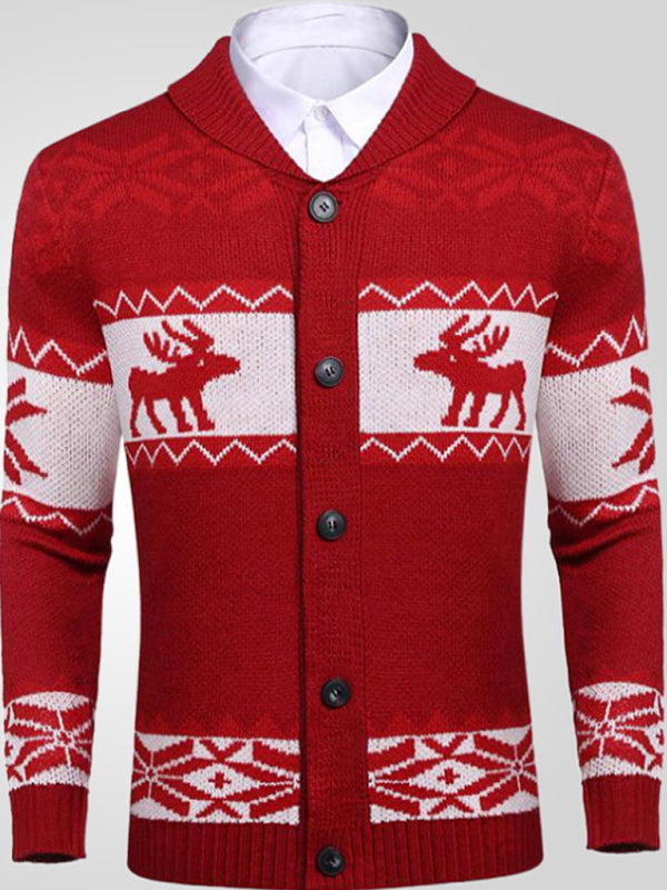 Men's Christmas jacquard sweater button cardigan sweater 