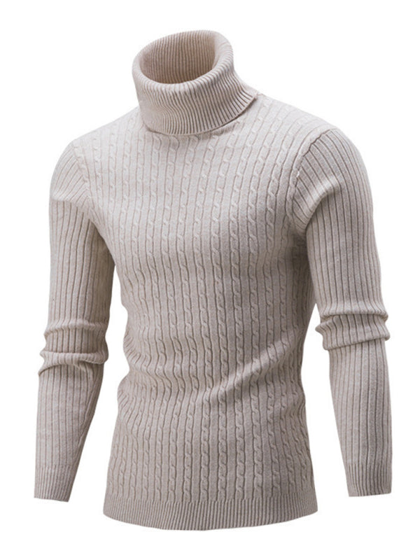 Men's turtleneck casual tight stretch sweater 