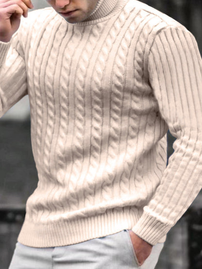 Men's turtleneck casual tight stretch sweater 