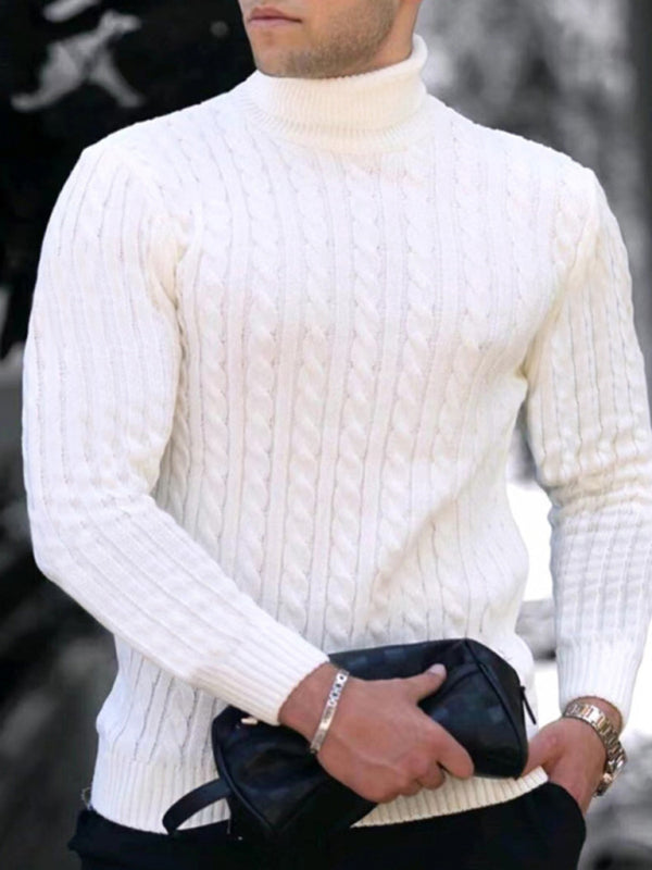 Men's turtleneck casual tight stretch sweater 