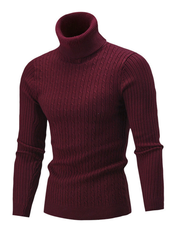 Men's turtleneck casual tight stretch sweater 