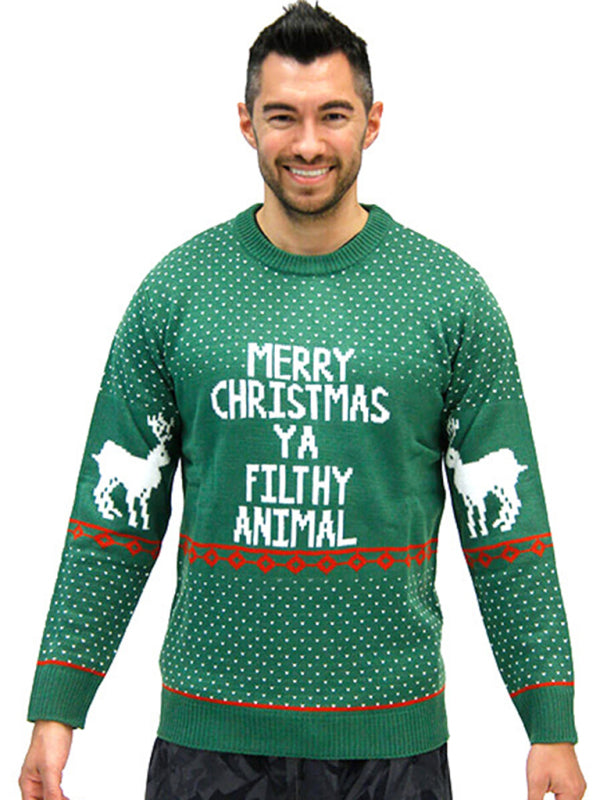 Men's knitted Christmas loose sweater 