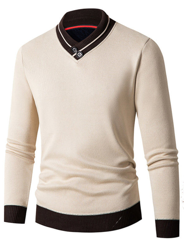 Men's new half turtleneck plus velvet slim long-sleeved sweater